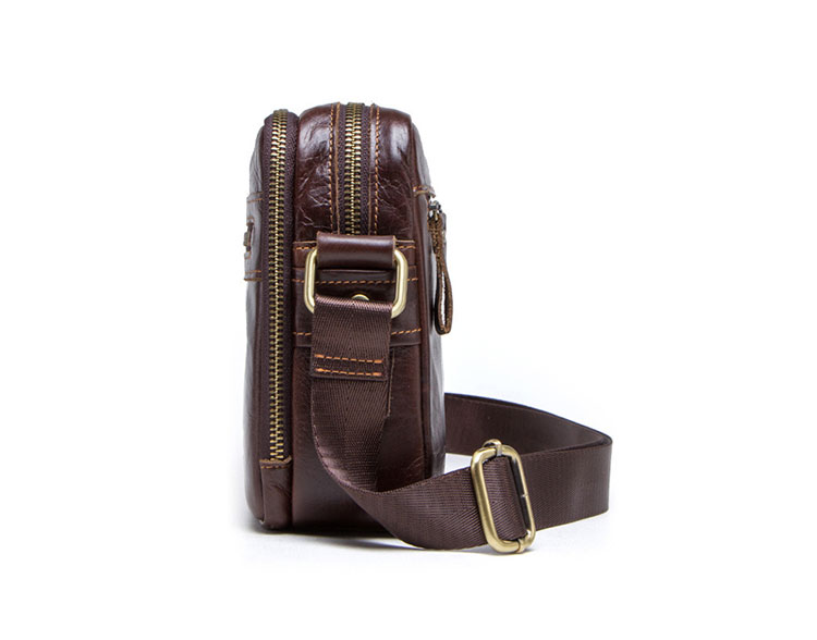 Whatna 2way 天然 牛革 ショルダーバッグ メンズ ポシェットポお財布 5枚カード ipad9.7 収納可 三室仕切 横型 縦型 小さめメッセンジャーバッグ 斜め掛け通学通勤バッグ 肩掛けバッグ 紳士用 男性用 ブラウン6423-14