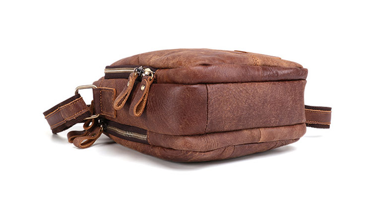 Whatna 2way 天然 牛革 ショルダーバッグ メンズ ポシェットポお財布 5枚カード ipad9.7 収納可 三室仕切 横型 縦型 小さめメッセンジャーバッグ 斜め掛け通学通勤バッグ 肩掛けバッグ 紳士用 男性用 ブラウン6423-5