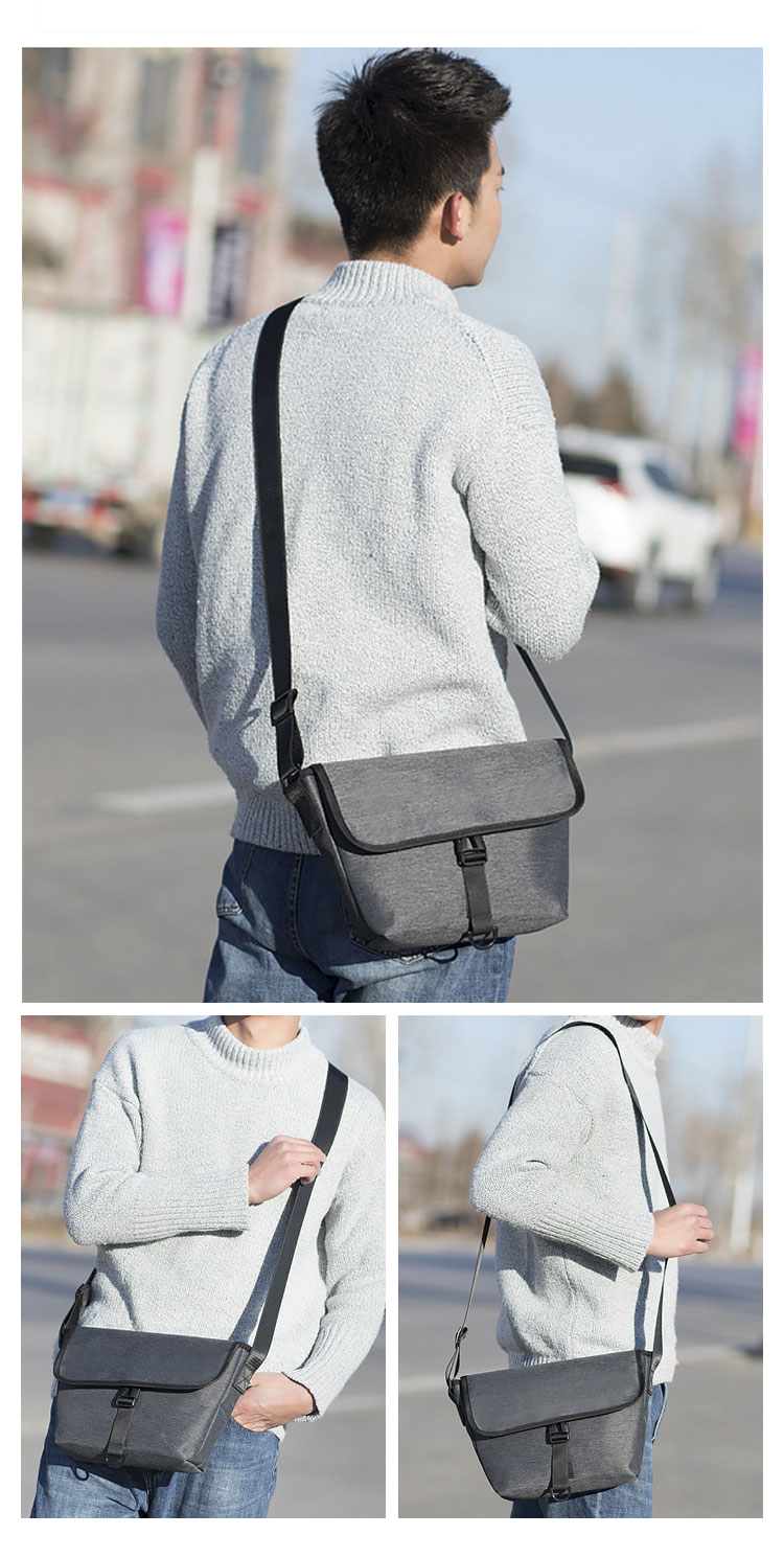 Whatna フラップ ショルダーバッグ サコッシュ メンズ 9.7インチipad収納可 盗難防止 防水ナイロンメッセンジャーバッグ 小さめ ビジネス カジュアル 通勤 通学 斜めがけ バッグ 軽量 実用 自転車 かばん男性用 黒（0313）-10