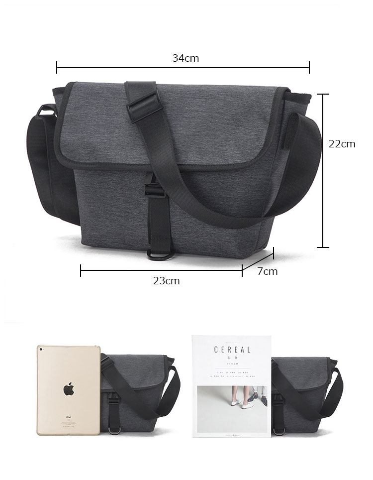 Whatna フラップ ショルダーバッグ サコッシュ メンズ 9.7インチipad収納可 盗難防止 防水ナイロンメッセンジャーバッグ 小さめ ビジネス カジュアル 通勤 通学 斜めがけ バッグ 軽量 実用 自転車 かばん男性用 黒（0313）-5