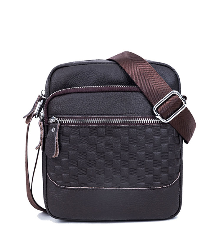 Whatna 天然牛革 ショルダーバッグ メンズ メッセンジャーバッグ小さめ ビジネスバッグ 縦型 本革 通勤 通学 斜めがけバッグ オシャレ な シンプル な 軽量 実用 自転車 かばん男性用 ブラウン 黒(011)-1