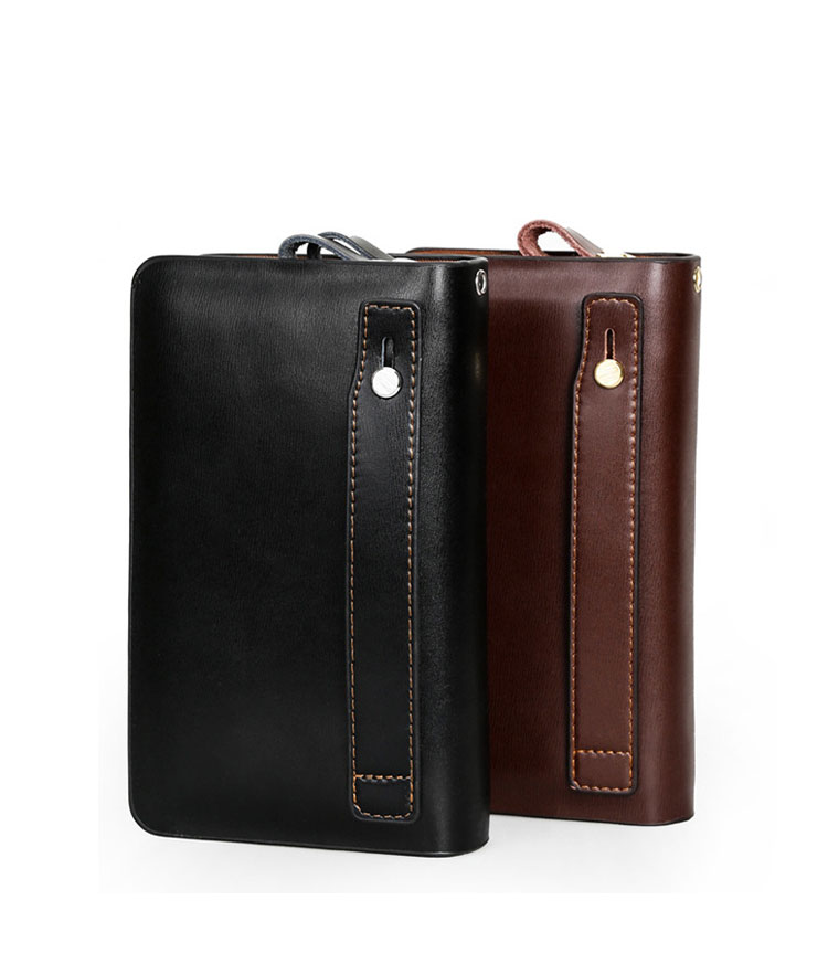 Whatna 牛革 ミニセカンドバッグ メンズ バッグ 6枚カード収納 ダブルファスナー 小さめ クラッチバッグ 長財布 革 手持ちバッグ メンズ ポーチ 男性用 紳士用 結婚式 冠婚葬祭 黒 ブラウン 302-1