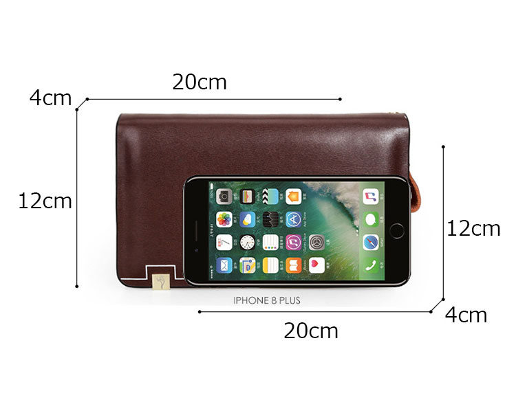 Whatna 牛革 ミニセカンドバッグ メンズ バッグ 6枚カード収納 ダブルファスナー 小さめ クラッチバッグ 長財布 革 手持ちバッグ メンズ ポーチ 男性用 紳士用 結婚式 冠婚葬祭 黒 ブラウン 302-5