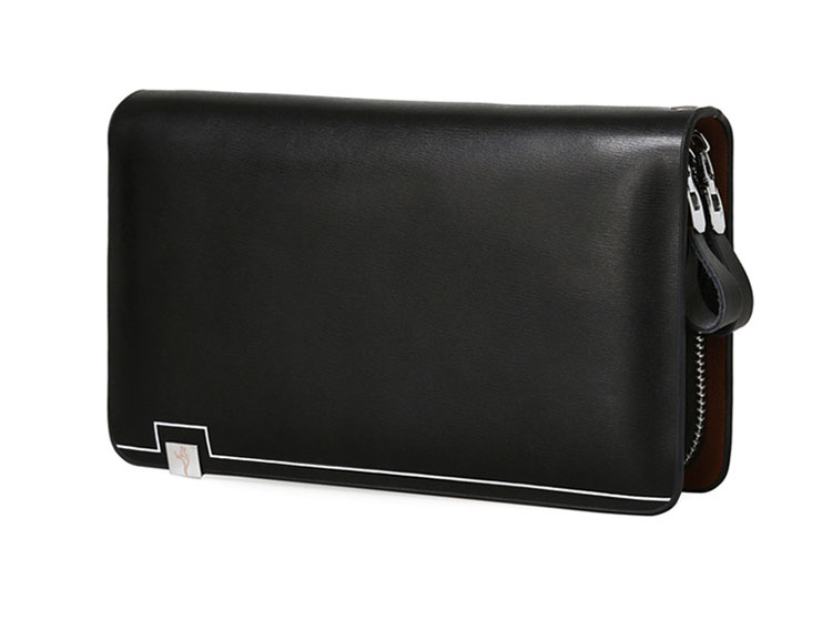 Whatna 牛革 ミニセカンドバッグ メンズ バッグ 6枚カード収納 ダブルファスナー 小さめ クラッチバッグ 長財布 革 手持ちバッグ メンズ ポーチ 男性用 紳士用 結婚式 冠婚葬祭 黒 ブラウン 302-2