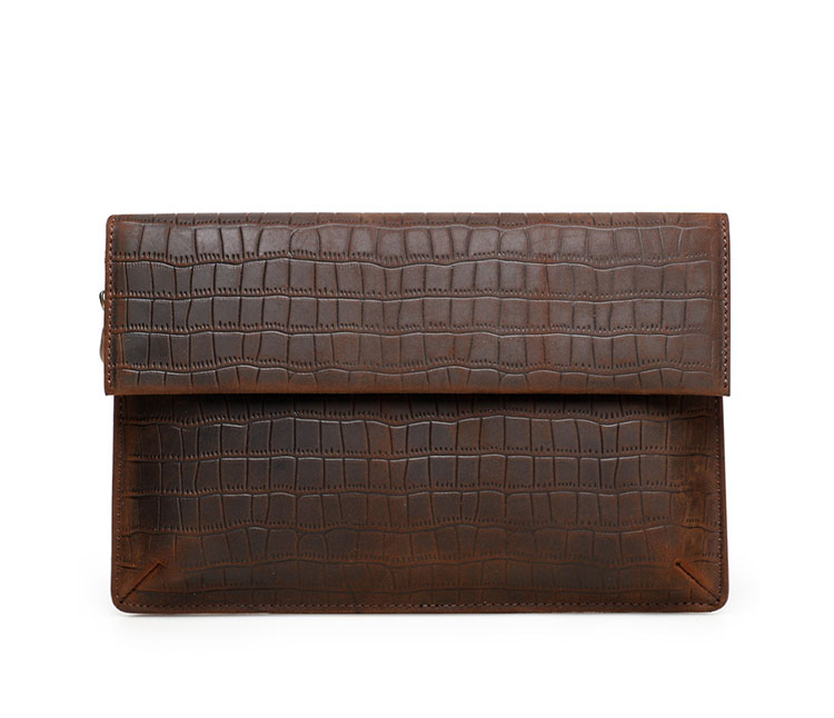 Whatna クロコダイル型押し天然 牛革 セカンドバッグ メンズ バッグ クラッチ バッグ 小さい カード6枚収納可2室仕切 厚手 本 革 レザー 結婚式 バッグ フォーマル ビジネス 冠婚葬祭 バッグ 男性用 紳士用 （CF1014）-1