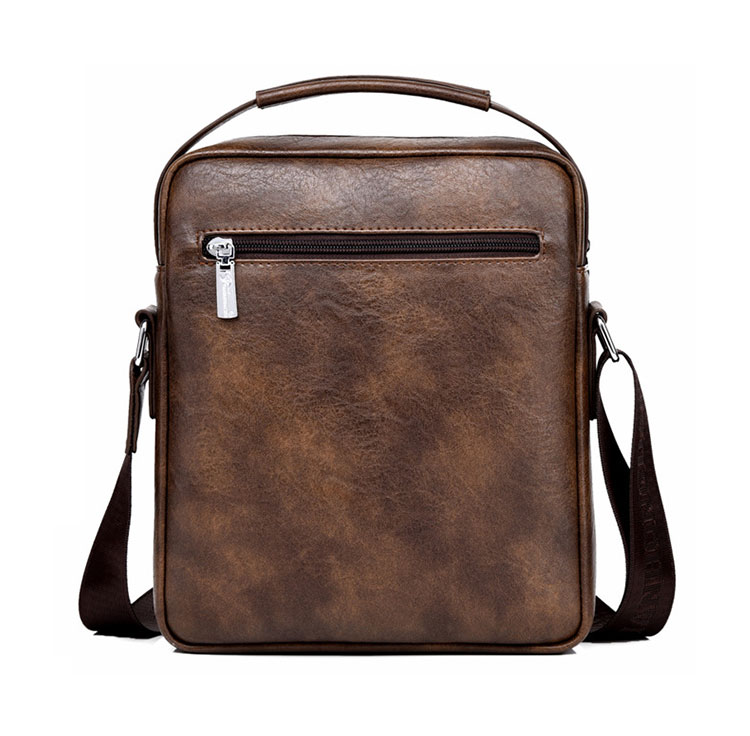 Whatna ショルダーバッグ メンズ 2way 斜め掛け 手提げ 厚手 皮革 レザー ipadmini収納可 縦型 小さめ メッセンジャーバッグ 通学 通勤バッグ 軽量 実用 自転車かばん プレゼント男性 黒 ブラウン（D001）-3