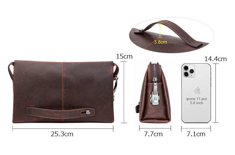 Whatna 天然 牛革 セカンドバッグ メンズ バッグ クラッチ バッグ 小さい パスワードロックボタン付 3室仕切 カード6枚収納可厚手 本 革 レザー 結婚式 バッグ フォーマル ビジネス 冠婚葬祭 バッグ 男性用 紳士用 （MC1011）-3