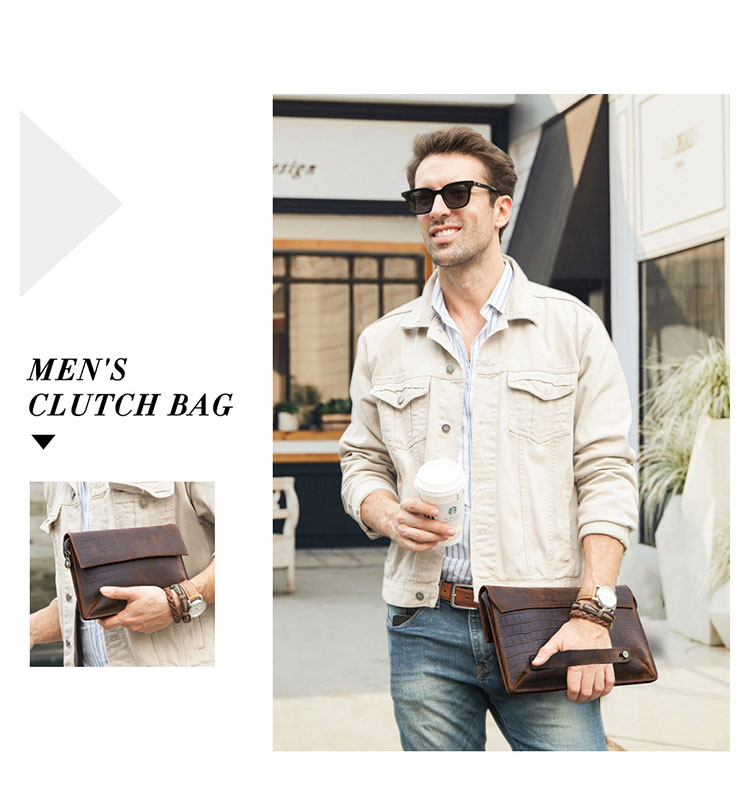 Whatna クロコダイル型押し天然 牛革 セカンドバッグ メンズ バッグ クラッチ バッグ 小さい カード6枚収納可2室仕切 厚手 本 革 レザー 結婚式 バッグ フォーマル ビジネス 冠婚葬祭 バッグ 男性用 紳士用 （CF1014）-6