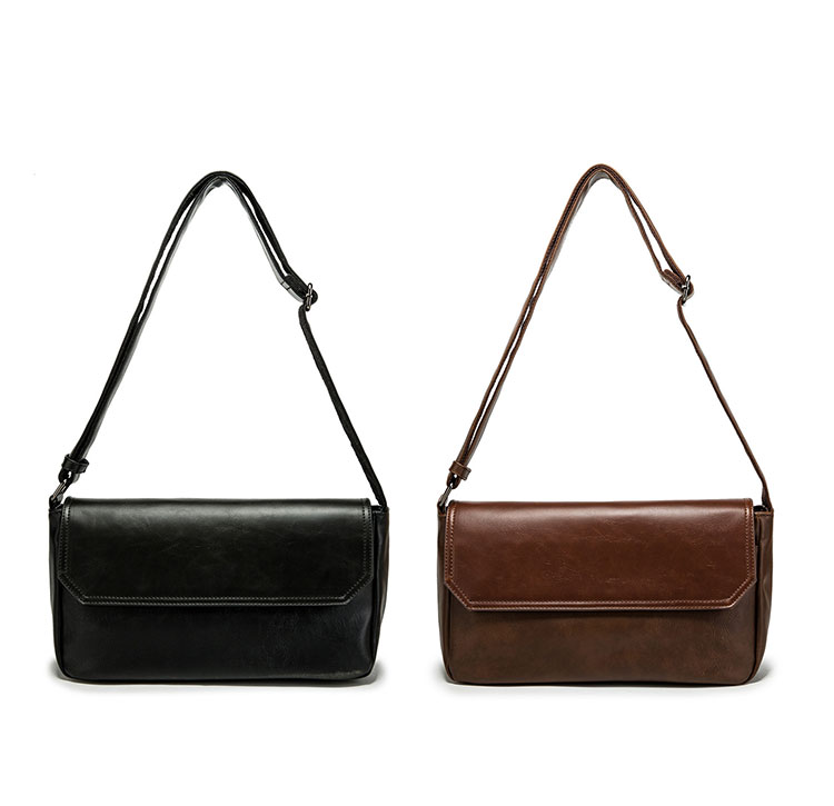 Whatnaミニショルダーバッグ 横型 メンズ ポシェット ショルダーミニポーチ 革 軽量 小型 人気型 耐久性 小さめメッセンジャーバッグ斜め掛け ビジネス 通学 通勤鞄 軽量 実用 自転車 鞄 かばん男性用 紳士用 黒 (3952)-1