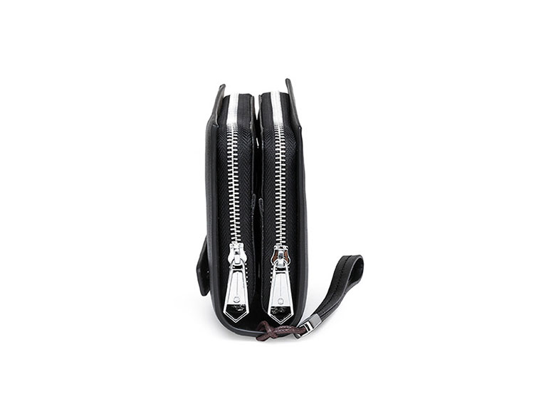 Whatna 2way ミニセカンドバッグ メンズ バッグ 8枚カード収納 2室仕切 大容量 本革 ダブルファスナー 小さめ クラッチバッグ 長財布 革 手持ちバッグ メンズ ポーチ 男性用 紳士用 結婚式 冠婚葬祭 黒 ブラウン2068-4