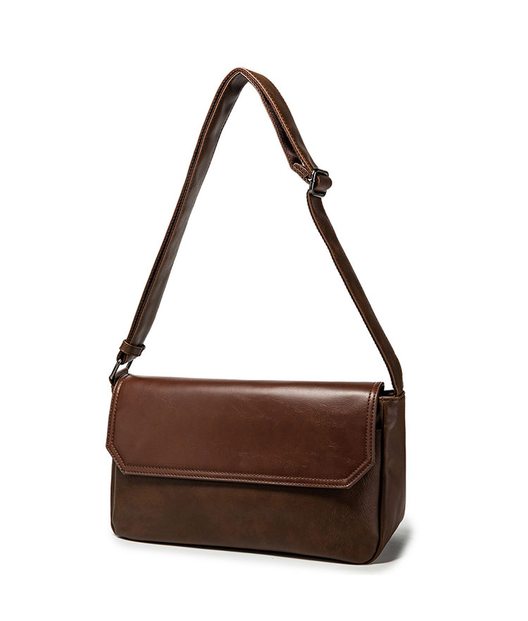 Whatnaミニショルダーバッグ 横型 メンズ ポシェット ショルダーミニポーチ 革 軽量 小型 人気型 耐久性 小さめメッセンジャーバッグ斜め掛け ビジネス 通学 通勤鞄 軽量 実用 自転車 鞄 かばん男性用 紳士用 黒 (3952)-2