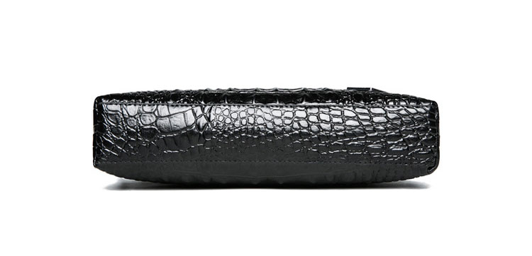 Whatna 2way クロコダイル型押し 革 セカンド バッグ メンズ 大き ショルダーベルト付属 A4 ipad 13収納可 クラッチ ショルダー 結婚式 バッグ ビジネス フォーマル 冠婚葬祭 バッグ 紳士用 男性用 黒 hs-1634-6