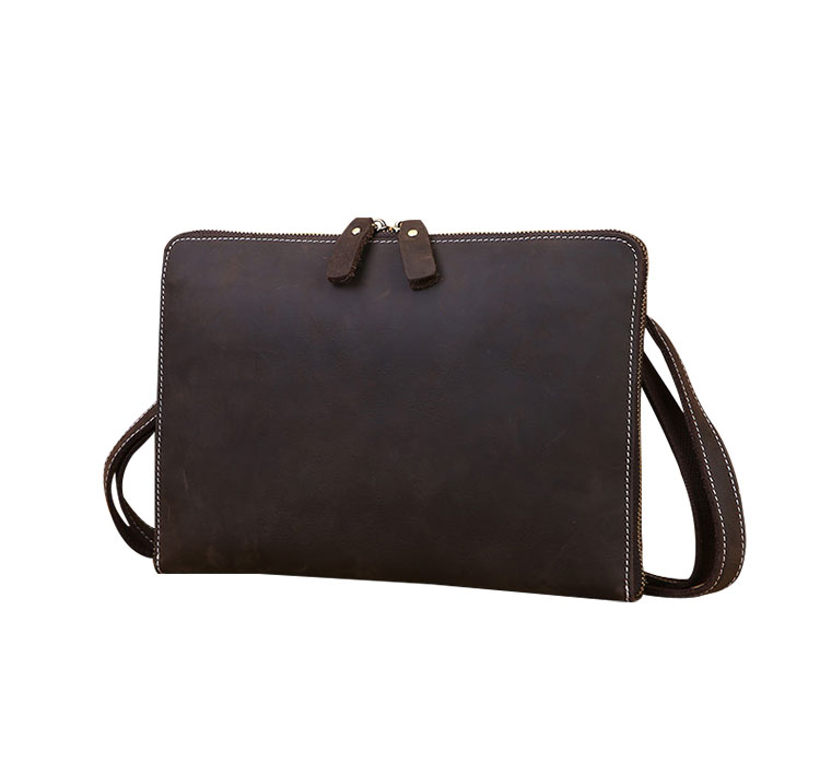 Whatna 2way 天然牛革 セカンド バッグ メンズ ショルダーベルト付属 ダブルファスナー 2室仕切 A4ipad 13収納可 クラッチ ショルダー 結婚式 バッグ ビジネス フォーマル 冠婚葬祭 バッグ紳士用 男性用 ブラウン 0073-1