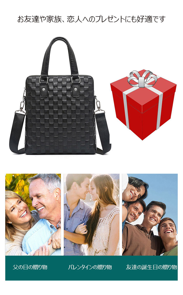 Whatna 天然牛革 ビジネスバッグ メンズ 2WAY 手提げ・ショルダーバッグ 天然 本革 A4 13.3インチIpad収納可大容量 旅行 出張用 通勤 通学 就活 面接 バッグ かばん 男性用 ブラック(8171)-12