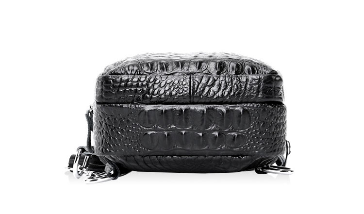 Whatna クロコダイル型押し牛革 斜めがけ ボディバッグ ワンショルダー メンズ  本 革 厚手 レザー黒  KX5010-12