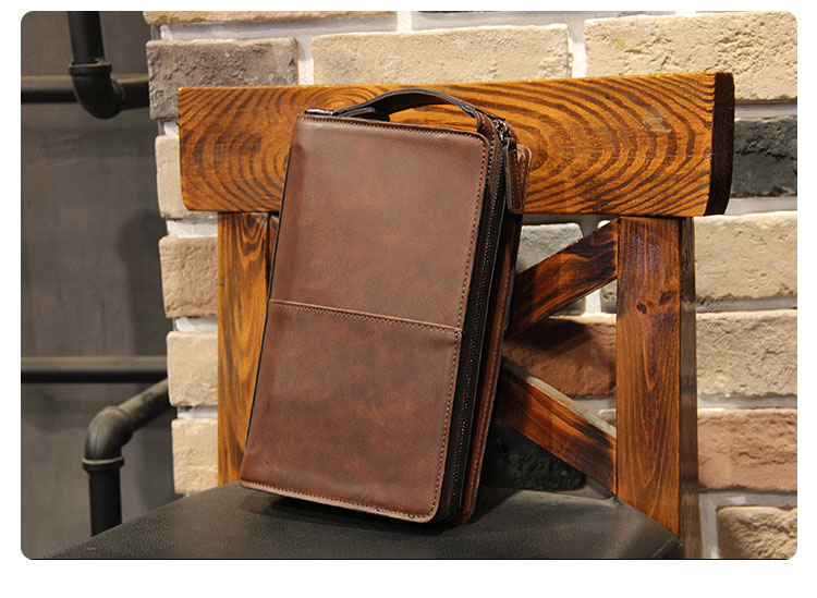 Whatna 2way 革 セカンドバッグ メンズ クラッチ バッグ 小きめ せかんどばっく葬式 バッグ 結婚式 バッグ フォーマル ビジネス 冠婚葬祭 バッグ 男性用 紳士用 ブラウン (hs-1648)-4