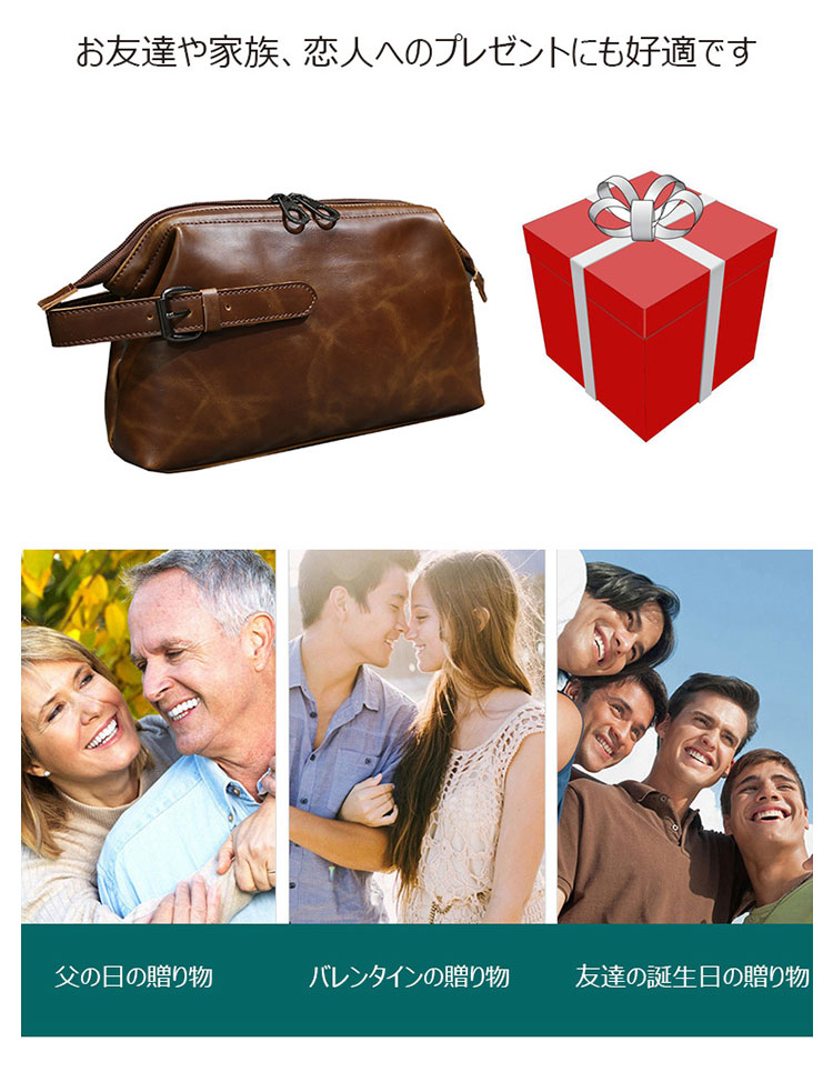 Whatna 2way 革 セカンドバッグ メンズ クラッチ バッグ 小きめ ダブルファスナー せかんどばっく葬式 バッグ 結婚式 バッグ フォーマル ビジネス 冠婚葬祭 バッグ 男性用 紳士用 ブラウン (hs-1649)-13