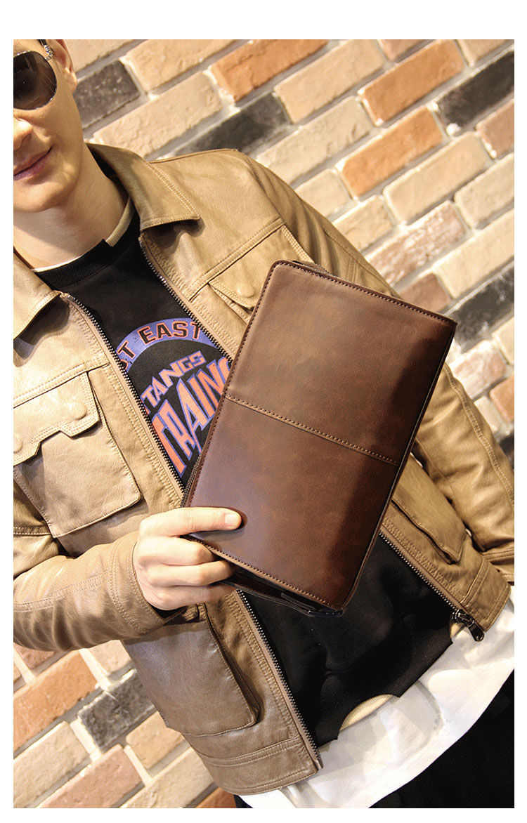 Whatna 2way 革 セカンドバッグ メンズ クラッチ バッグ 小きめ せかんどばっく葬式 バッグ 結婚式 バッグ フォーマル ビジネス 冠婚葬祭 バッグ 男性用 紳士用 ブラウン (hs-1648)-8