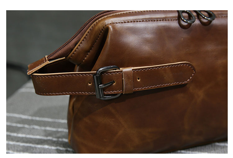 Whatna 2way 革 セカンドバッグ メンズ クラッチ バッグ 小きめ ダブルファスナー せかんどばっく葬式 バッグ 結婚式 バッグ フォーマル ビジネス 冠婚葬祭 バッグ 男性用 紳士用 ブラウン (hs-1649)-8