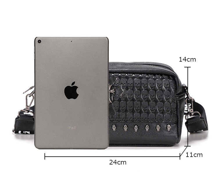 Whatna ミニショルダーバッグ メンズ ポシェット 横型 ショルダーミニポーチ 革 軽量 小型 人気型 耐久性 小さめメッセンジャーバッグ斜め掛け ビジネス 通学 通勤鞄 軽量 実用 自転車 かばん男性用 黒 (YH3027)-5