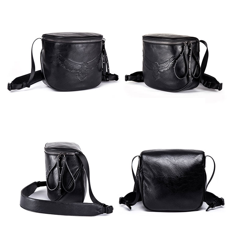 Whatna ミニショルダーバッグ 横型 メンズ ポシェット ショルダーミニポーチ 革 軽量 小型 人気型 耐久性 小さめメッセンジャーバッグ斜め掛け ビジネス 通学 通勤鞄 軽量 実用 自転車 鞄 かばん男性用 紳士用 黒 (2777)-2