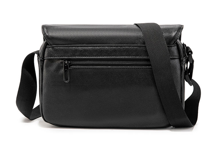 Whatna フラップ ミニショルダーバッグ メンズ ポシェット 横型 ショルダーミニポーチ 革 軽量 小型 人気型 耐久性 小さめメッセンジャーバッグ斜め掛け ビジネス 通学 通勤鞄 軽量 実用 自転車 かばん男性用 黒 (K4942)-3