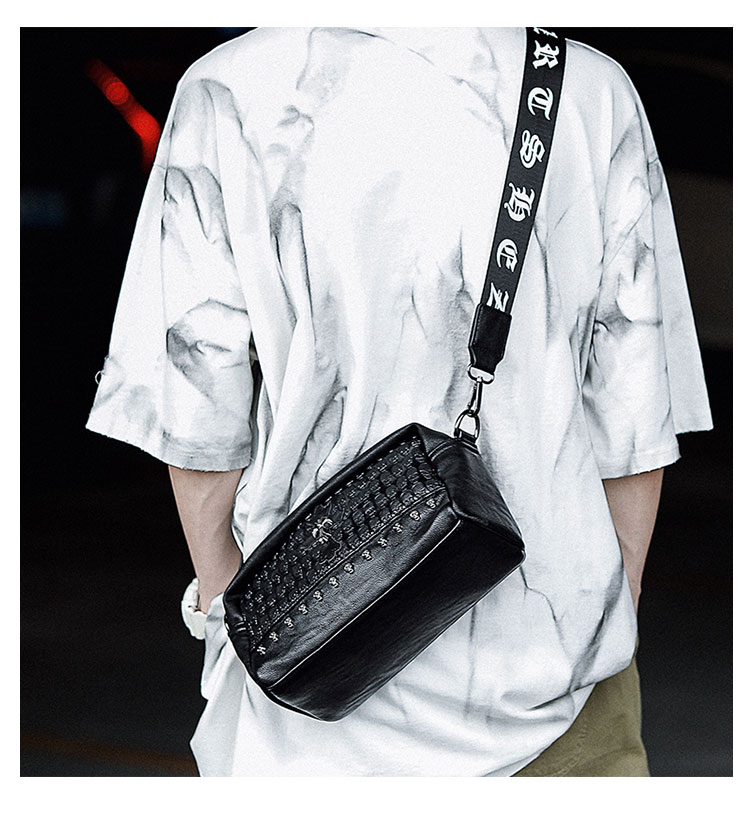 Whatna ミニショルダーバッグ メンズ ポシェット 横型 ショルダーミニポーチ 革 軽量 小型 人気型 耐久性 小さめメッセンジャーバッグ斜め掛け ビジネス 通学 通勤鞄 軽量 実用 自転車 かばん男性用 黒 (YH3027)-9