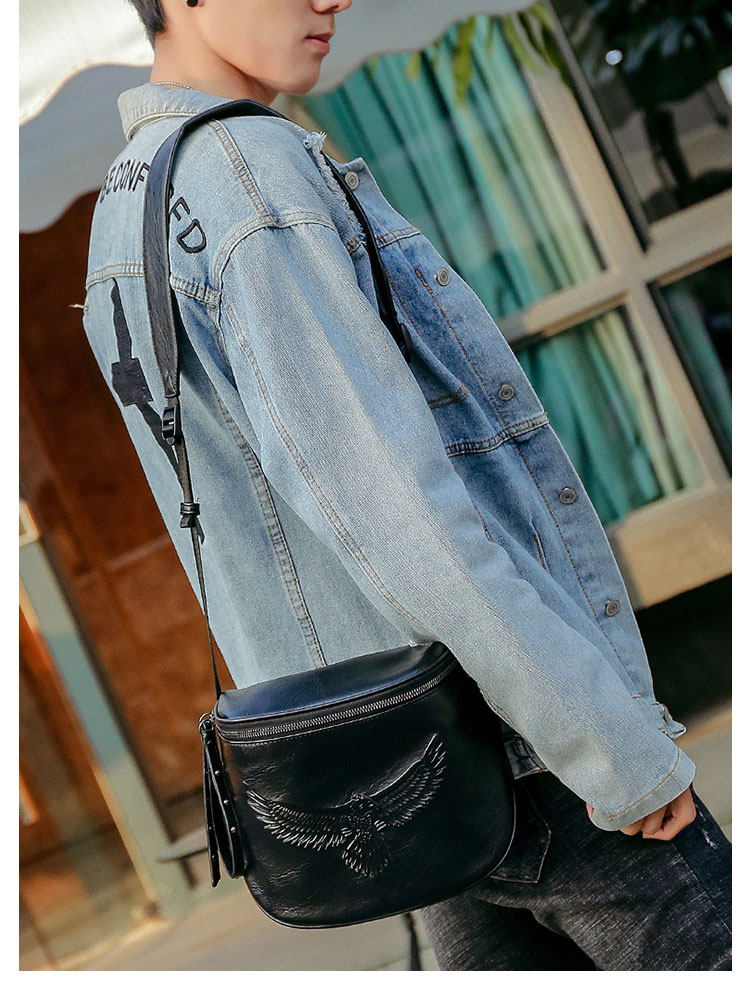 Whatna ミニショルダーバッグ 横型 メンズ ポシェット ショルダーミニポーチ 革 軽量 小型 人気型 耐久性 小さめメッセンジャーバッグ斜め掛け ビジネス 通学 通勤鞄 軽量 実用 自転車 鞄 かばん男性用 紳士用 黒 (2777)-6