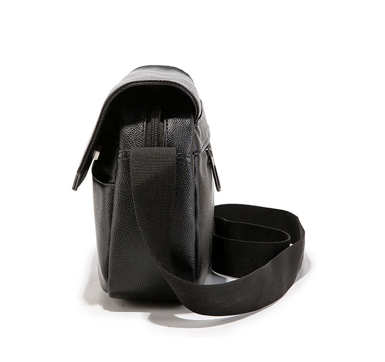 Whatna フラップ ミニショルダーバッグ メンズ ポシェット 横型 ショルダーミニポーチ 革 軽量 小型 人気型 耐久性 小さめメッセンジャーバッグ斜め掛け ビジネス 通学 通勤鞄 軽量 実用 自転車 かばん男性用 黒 (K4942)-5