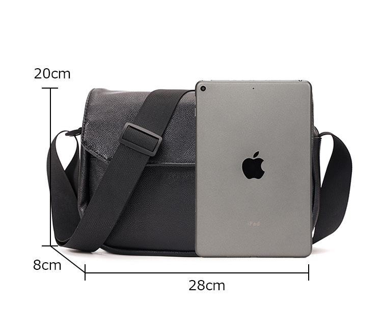 Whatna フラップ ミニショルダーバッグ メンズ ポシェット 横型 ショルダーミニポーチ 革 軽量 小型 人気型 耐久性 小さめメッセンジャーバッグ斜め掛け ビジネス 通学 通勤鞄 軽量 実用 自転車 かばん男性用 黒 (K4942)-7