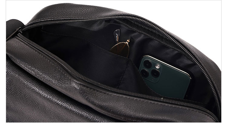 Whatna フラップ ミニショルダーバッグ メンズ ポシェット 横型 ショルダーミニポーチ 革 軽量 小型 人気型 耐久性 小さめメッセンジャーバッグ斜め掛け ビジネス 通学 通勤鞄 軽量 実用 自転車 かばん男性用 黒 (K4942)-11