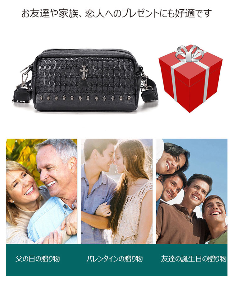 Whatna ミニショルダーバッグ メンズ ポシェット 横型 ショルダーミニポーチ 革 軽量 小型 人気型 耐久性 小さめメッセンジャーバッグ斜め掛け ビジネス 通学 通勤鞄 軽量 実用 自転車 かばん男性用 黒 (YH3027)-10