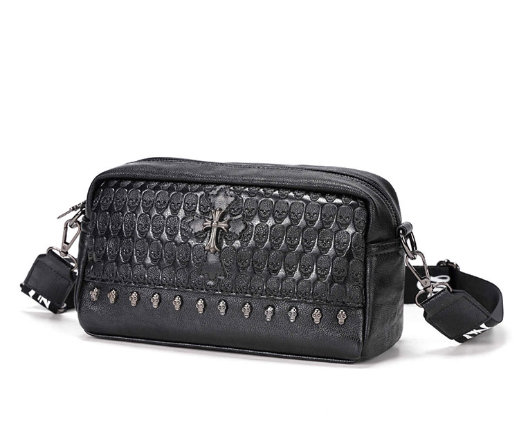 Whatna ミニショルダーバッグ メンズ ポシェット 横型 ショルダーミニポーチ 革 軽量 小型 人気型 耐久性 小さめメッセンジャーバッグ斜め掛け ビジネス 通学 通勤鞄 軽量 実用 自転車 かばん男性用 黒 (YH3027)-1