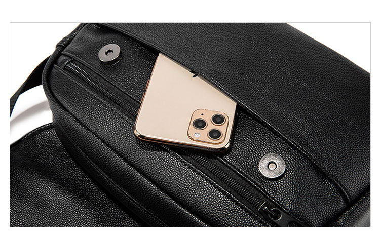 Whatna フラップ ミニショルダーバッグ メンズ ポシェット 横型 ショルダーミニポーチ 革 軽量 小型 人気型 耐久性 小さめメッセンジャーバッグ斜め掛け ビジネス 通学 通勤鞄 軽量 実用 自転車 かばん男性用 黒 (K4942)-10