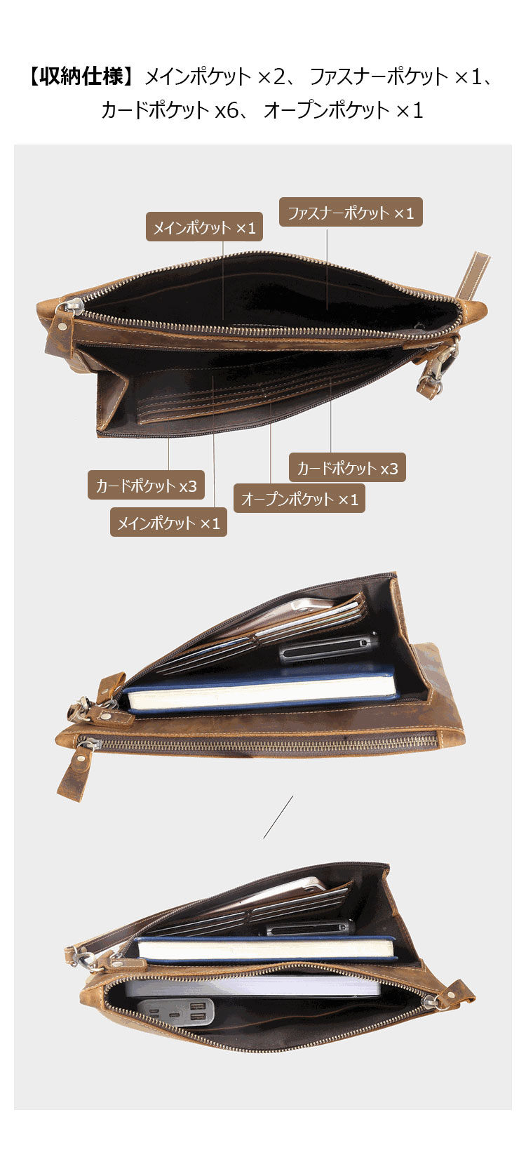 Whatna 2way 天然 牛革 セカンドバッグ メンズ クラッチ バッグ小きめ A4サイズ ipad10.5収納 本革 防水 耐磨耗 結婚式 披露宴 バッグ カジュアルフォーマル ビジネス 冠婚葬祭 バッグ 男性用 紳士用 黒 H200401-5