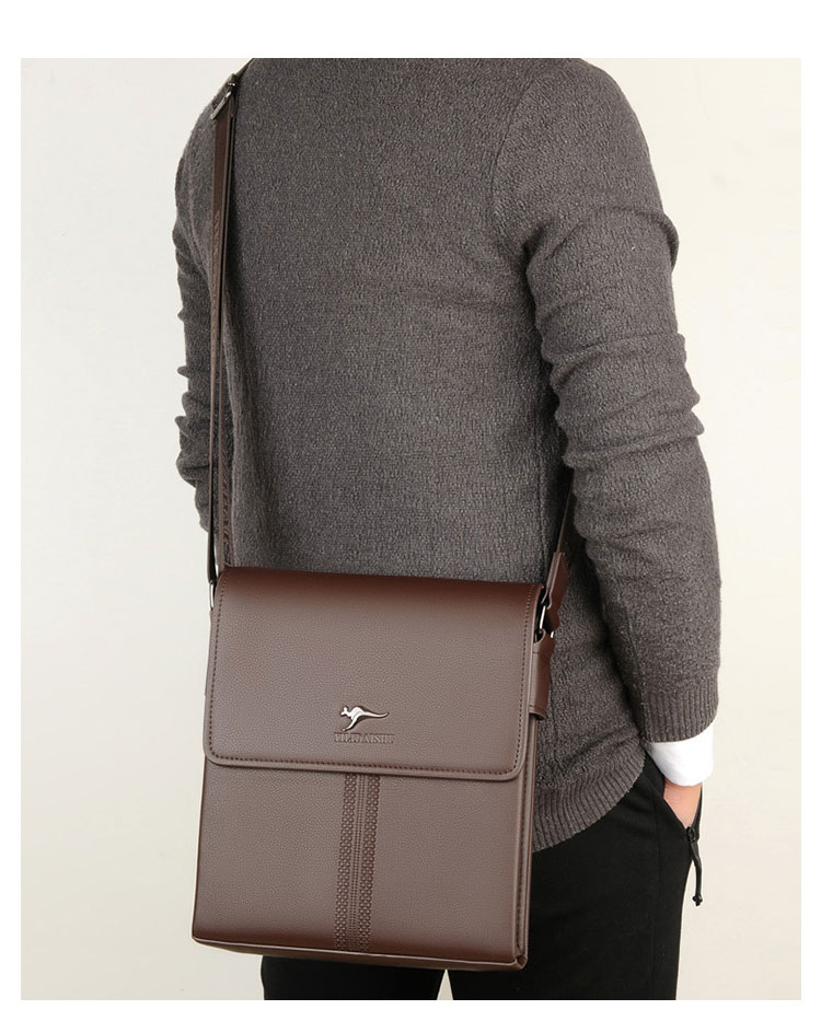 Whatna 革 フラップ ショルダーバッグ メンズ 3室仕切 盗難防止 ipad 10.5 収納可 縦型 メンズ ビジネスかばん斜めがけ 小さめメッセンジャーバッグ 斜め掛け通学通勤バッグ 肩掛けバッグ 紳士用 男性用 95020#-11