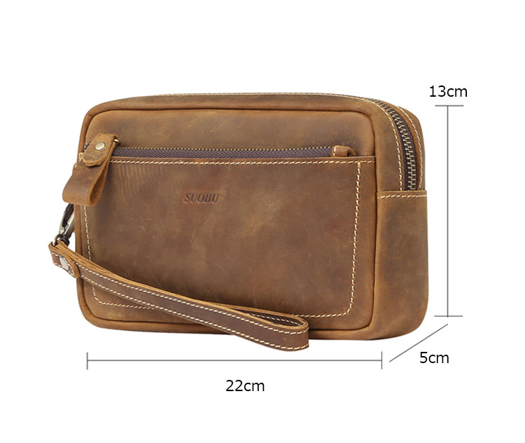 Whatna 2way 天然 牛革 ミニセカンドバッグ メンズ クラッチ バッグ 小きめ 本革 防水 耐磨耗 結婚式 披露宴 バッグ カジュアルフォーマル ビジネス 冠婚葬祭 バッグ 男性用 紳士用 ブラウン H200403-5