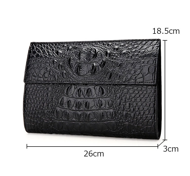 Whatna クロコダイル型押し革 セカンドバッグ メンズ バッグ クラッチ バッグ 小さい 本革 カード6枚収納可2室仕切 厚手 本 革 レザー 結婚式 バッグ フォーマル ビジネス 冠婚葬祭 バッグ 男性用 紳士用 (1018)-5