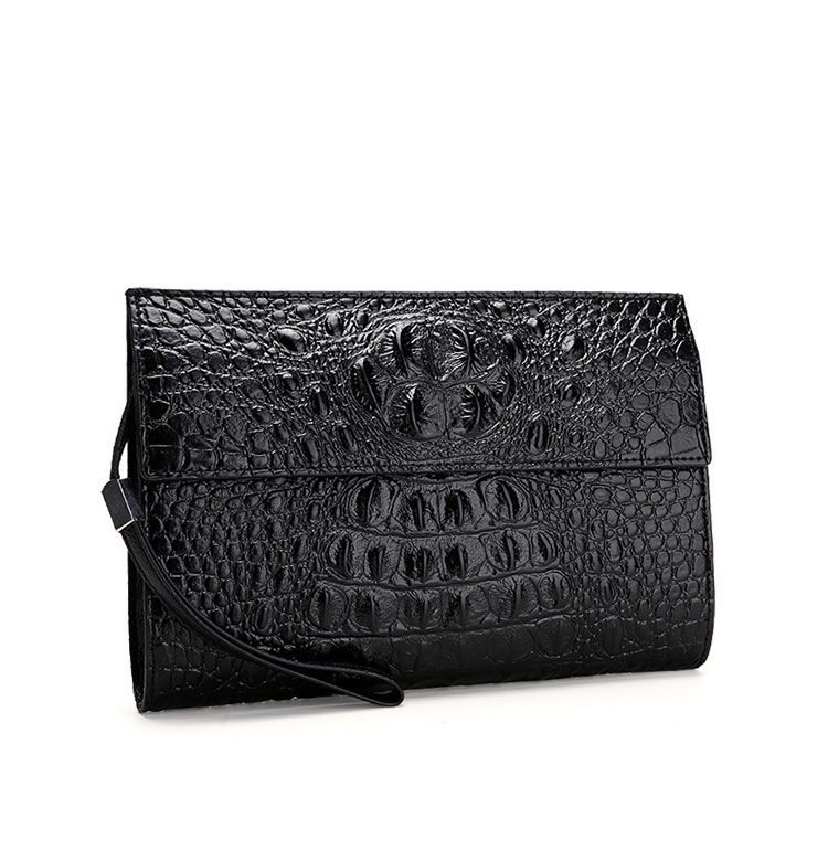 Whatna クロコダイル型押し革 セカンドバッグ メンズ バッグ クラッチ バッグ 小さい 本革 カード6枚収納可2室仕切 厚手 本 革 レザー 結婚式 バッグ フォーマル ビジネス 冠婚葬祭 バッグ 男性用 紳士用 (1018)-1