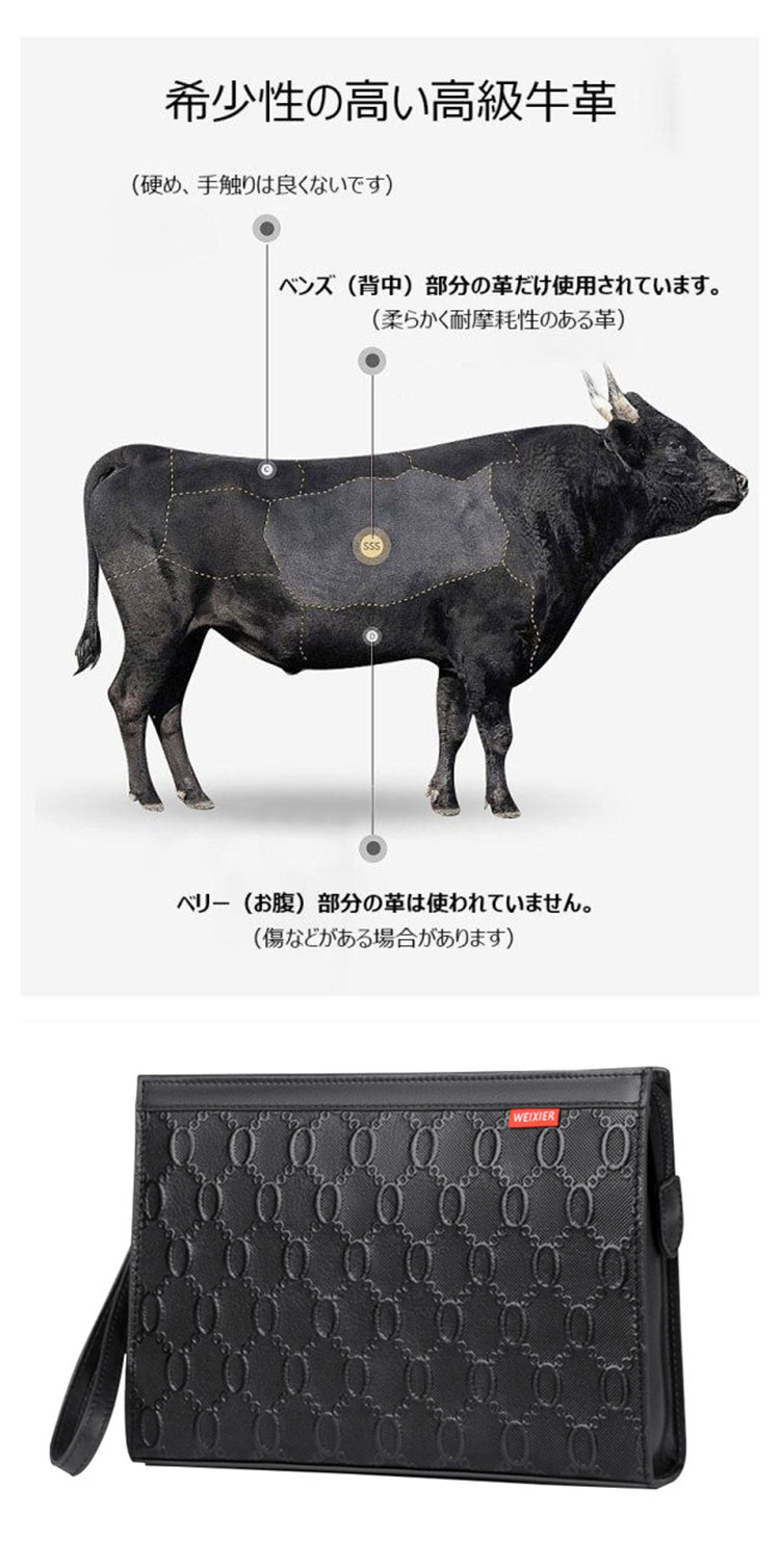 Whatna 2way 革 セカンドバッグ メンズ クラッチ バッグ9.7インチのipad収納可 6枚カード収納 小銭入 カジュアル フォーマル 冠婚葬祭 結婚式 バッグ紳士用 男性用 黑 W202-11