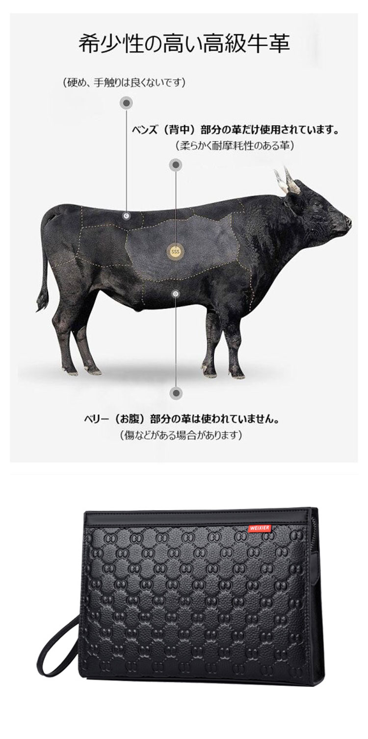 Whatna 2way 革 セカンドバッグ メンズ クラッチ バッグ9.7インチのipad収納可 6枚カード収納 小銭入 カジュアル フォーマル 冠婚葬祭 結婚式 バッグ紳士用 男性用 黑 W201-10