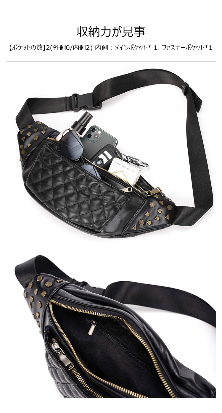 Whatna 3way  革 ボディバッグ・ワンショルダーバッグ メンズ ウエストポーチ  本 革 厚手 レザー  斜め掛けバッグ スポーツバッグ 自転車 カジュアル 遠足 旅行 通勤 通学 黒(YH3128)-5