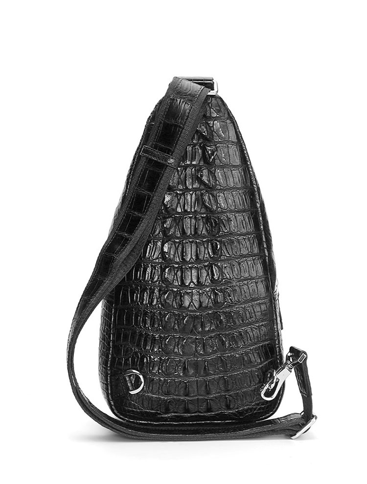 Whatna ワニ革 本革 斜めがけ ボディバッグ ワンショルダー メンズ クロコダイル革 厚手 レザー 黑 ブラウン 1002-4