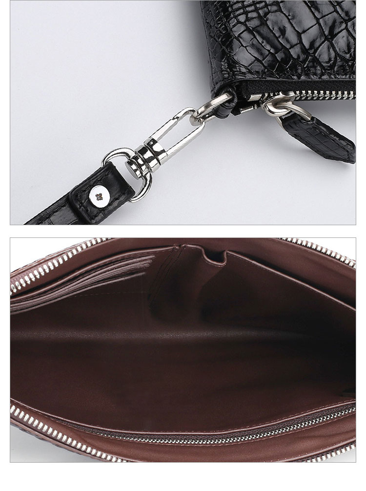 Whatna ワニ革 本革 セカンドバッグ メンズ バッグ クラッチ バッグ 大さい カード5枚 A4サイズ ipad 10.5収納可 クロコダイル革 本皮 結婚式 バッグ フォーマル ビジネス 冠婚葬祭 バッグ 男性用 紳士用 （2024）-9