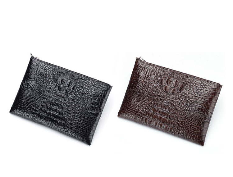 Whatna ワニ革 本革 セカンドバッグ メンズ バッグ クラッチ バッグ 大さい カード5枚 A4サイズ ipad 10.5収納可 クロコダイル革 本皮 結婚式 バッグ フォーマル ビジネス 冠婚葬祭 バッグ 男性用 紳士用 （2024）-1