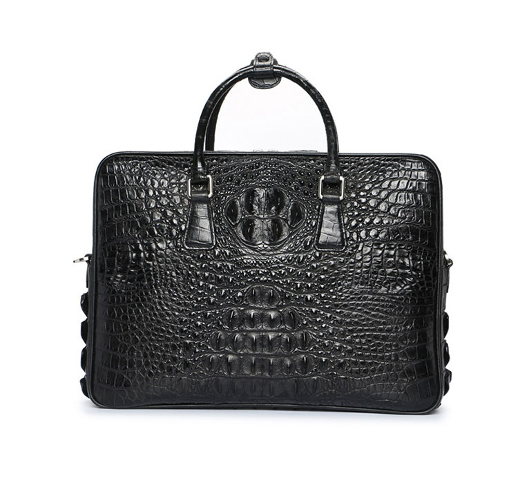 Whatna ワニ革 本革 ビジネス バッグメンズ 2way ショルダー 手提げ ダブルファスナー仕様 クロコダイル革 ブリーフケース 15.6インチPC対応 旅行 出張 通勤 通学 就活 面接 バッグ かばん 男性用 1015-2
