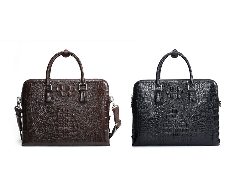 Whatna ワニ革 本革 ビジネス バッグメンズ 2way ショルダー 手提げ 2室仕切 クロコダイル革 ブリーフケース 15.6インチPC対応 旅行 出張 通勤 通学 就活 面接 バッグ かばん 男性用 1025-1