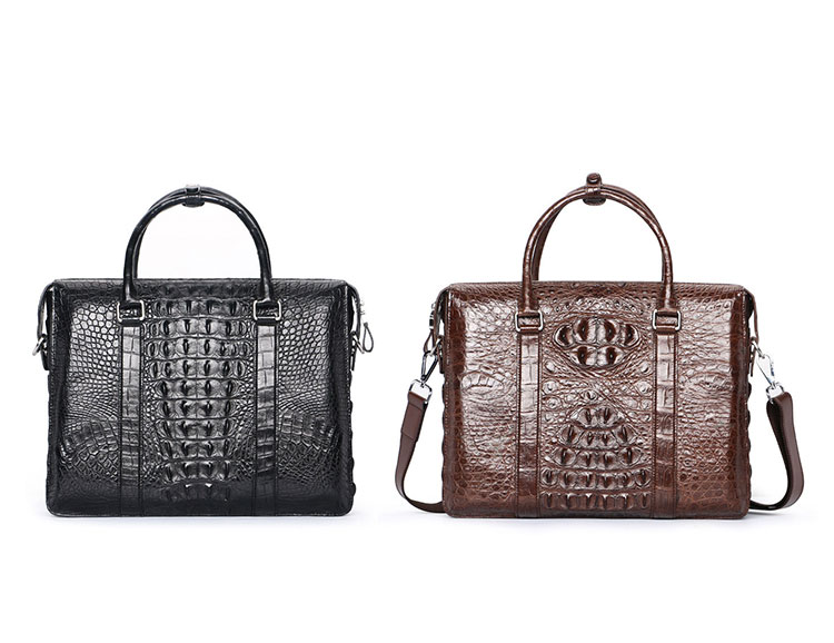 Whatna ワニ革 本革 ビジネス バッグメンズ 2way ショルダー 手提げ 3室仕切 クロコダイル革 ブリーフケース 15.6インチPC対応 旅行 出張 通勤 通学 就活 面接 バッグ かばん 男性用 1022-1