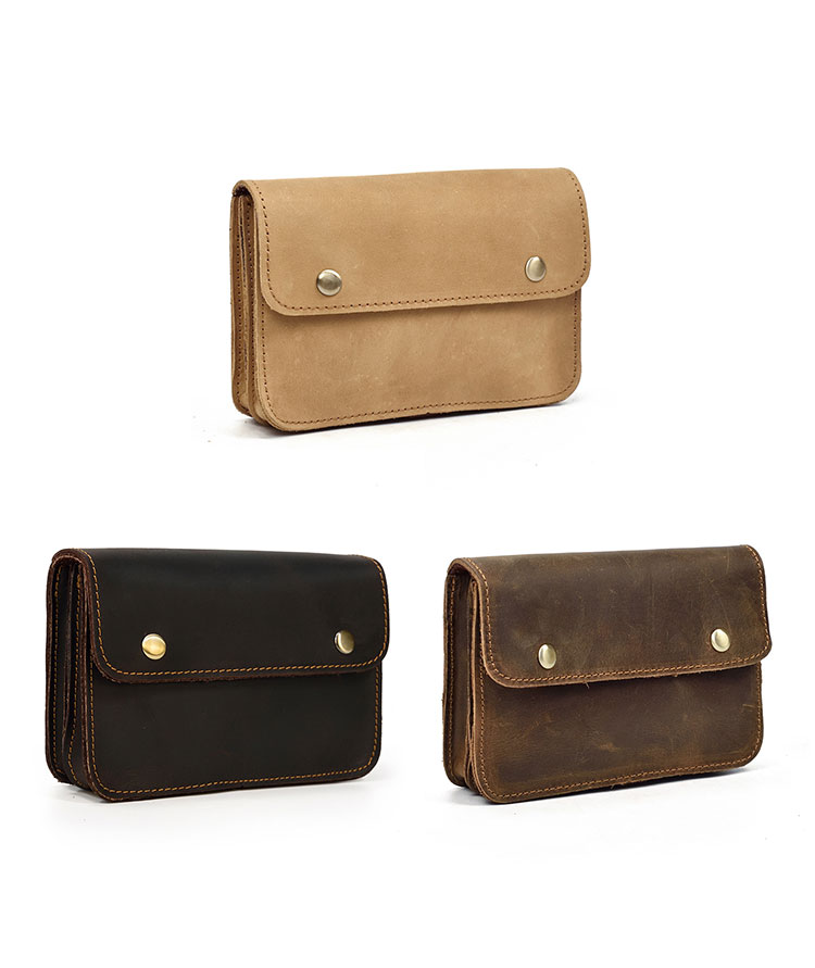 Whatna 天然 牛革 2WAYミニセカンド バッグ メンズ バッグ 小さ ウェストポーチ ベルトポーチ 2室仕切 厚手 レザー 本 革 クラッチ 手持ち バッグ ビジネス カジュアル フォーマル 冠婚葬祭 結婚式 バッグ 紳士用 男性用(2086)-1