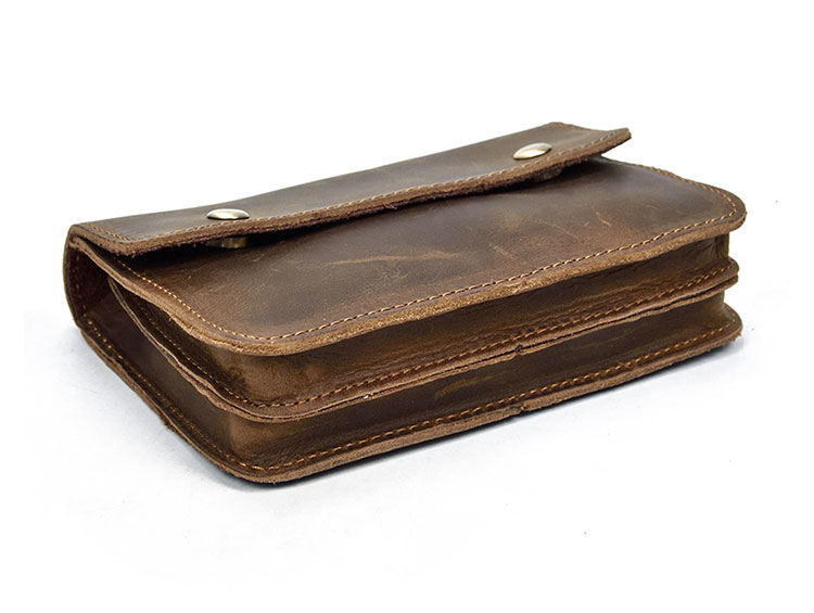 Whatna 天然 牛革 2WAYミニセカンド バッグ メンズ バッグ 小さ ウェストポーチ ベルトポーチ 2室仕切 厚手 レザー 本 革 クラッチ 手持ち バッグ ビジネス カジュアル フォーマル 冠婚葬祭 結婚式 バッグ 紳士用 男性用(2086)-5